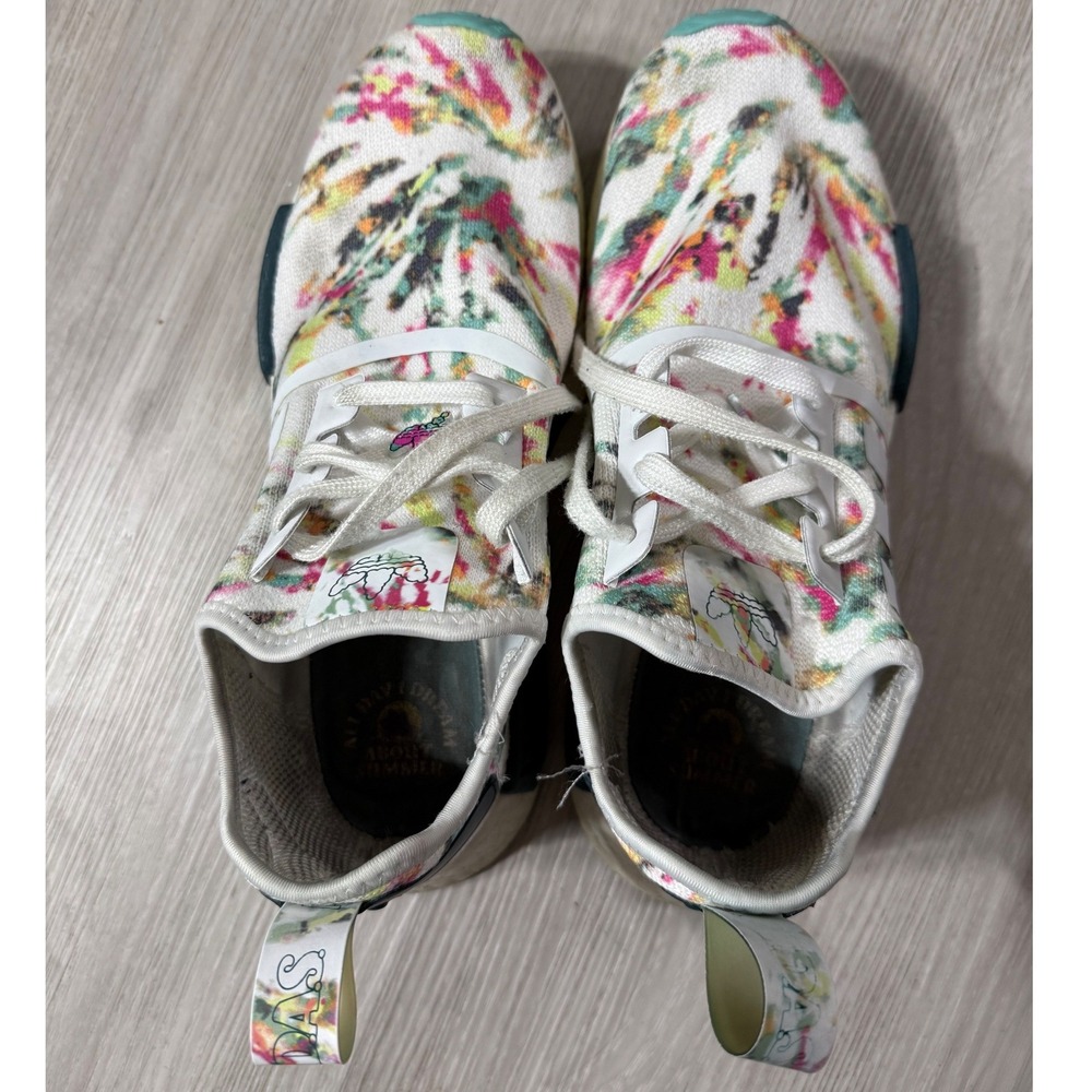 Adidas NMD R1 Watercolor Floral Tie Dye Sneakers GX5372 Mens 9.5 White Multi - Picture 7 of 11